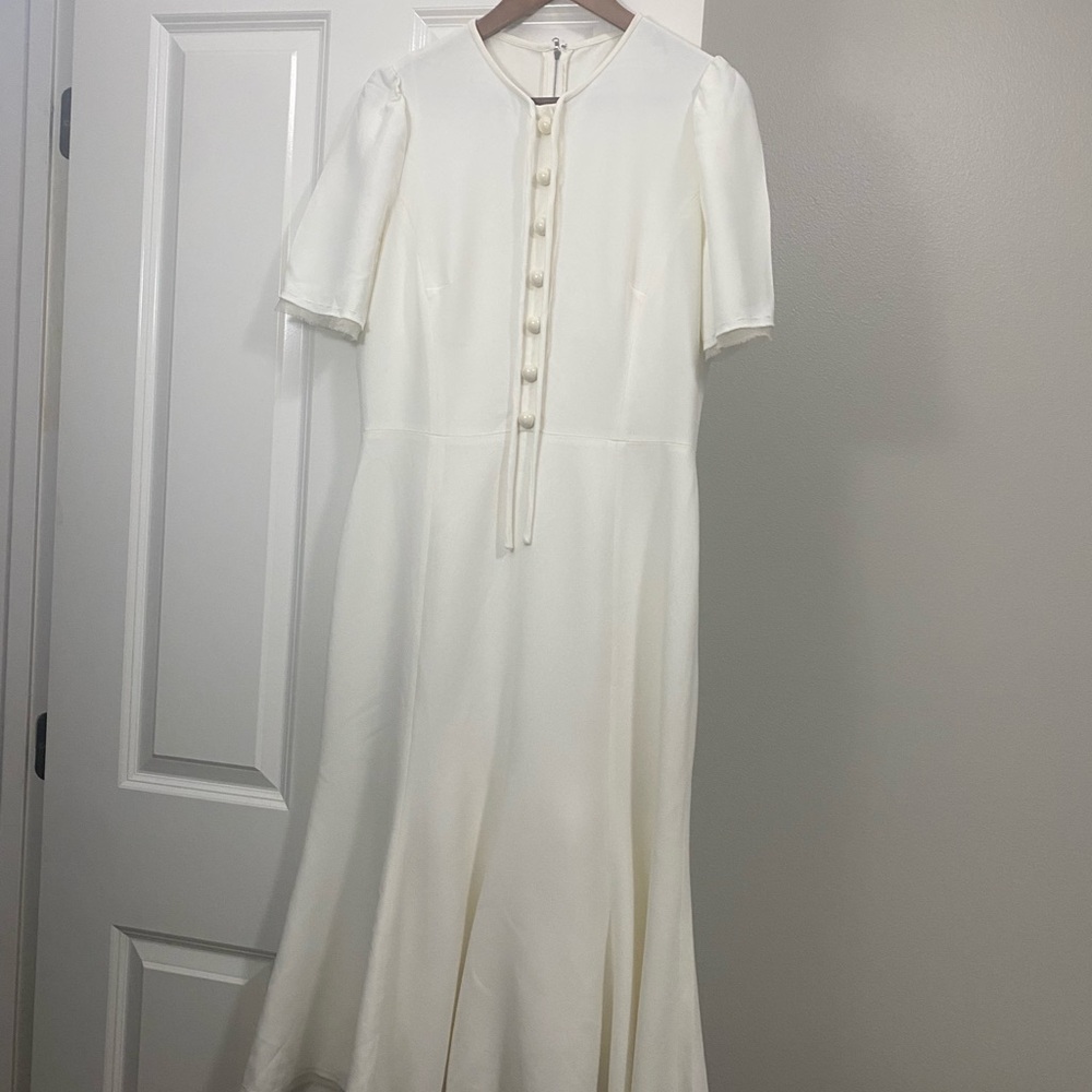 Dolce & Gabbana White Flutter Sleeve Midi Gown